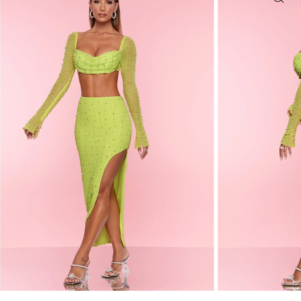 Beautiful Embellished Lime Green Set from Ph Polly
